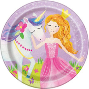 Unique Party Fairy Princess Dessert Plate (Pack of 8) Multicoloured (One Size)