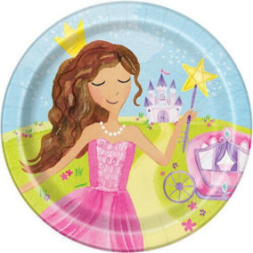 Unique Party Fairy Princess Dinner Plate (Pack of 8) Pink/Blue/Green (One Size)