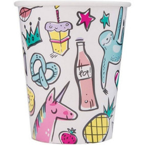 Unique Party Favorite Things Paper Disposable Cup (Pack of 8) White/Pink/Blue (One Size)