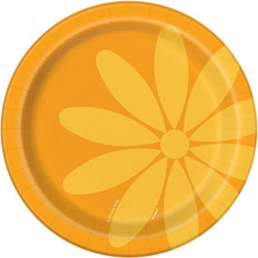 Unique Party Flower Summer Dessert Plate (Pack of 8) Yellow (One Size)