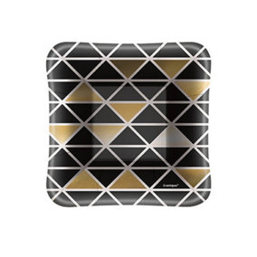 Unique Party Foil Geometric Appetiser Plates (Pack of 8) Black/Gold (One Size)