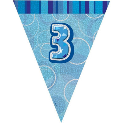 Unique Party Bandierine Glitz Blu Per 9° Compleanno: Festone Decorativo Da 2,7 Metri