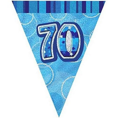 Unique Party Foil Glitz 70th Bunting Blue (One Size)