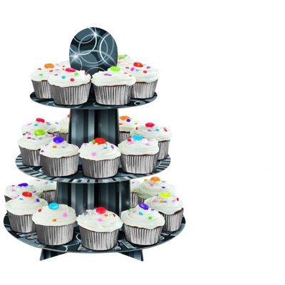 Unique Party Glitz Customizable Cupcake Stand Black/Silver (One Size)