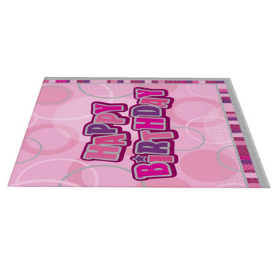 Unique Party Glitz Happy Birthday Disposable Napkins (Pack of 16) Pink (One Size)