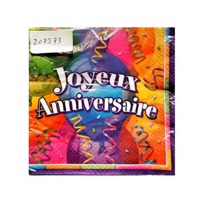 Unique Party Happy Birthday Disposable Napkins (Pack of 16) Multicoloured (One Size)