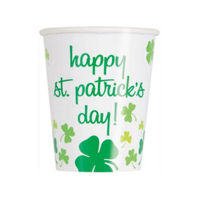 Unique Party Happy St. Patricks Day Party Cup (Pack of 8) White/Green (One Size)
