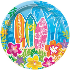 Unique Party Hawaiian Party Plates (Pack of 8) Multicoloured (One Size)
