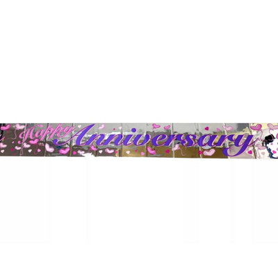 Unique Party Heart Anniversary Banner Purple/Blue/Pink (One Size)