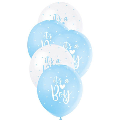 Unique Party Its A Boy Latex Pearlised Baby Shower Balloons (Pack of 5 ...