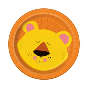 Unique Party Jungle Animals Party Plates (Pack of 8) Orange/Yellow (One Size)
