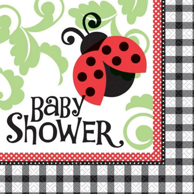 Unique Party Ladybird Baby Shower Disposable Napkins (Pack of 16) Black/White/Red (One Size)