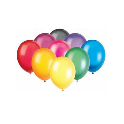 Unique Party Latex Plain Balloons (Pack of 50) Multicoloured (One Size)