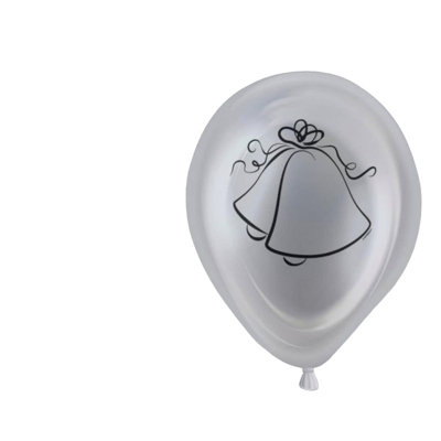 Unique Party Light Up Latex Wedding Bells LED Balloons (Pack of 5) Silver (One Size)