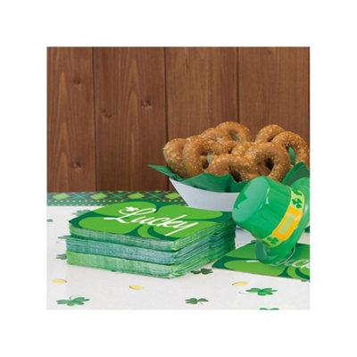 Unique Party Lucky Clover St Patricks Day Napkins (Pack of 16) Green (One Size)
