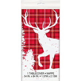 Unique Party Lumberjack Plaid Party Table Cover Red/White (One Size)