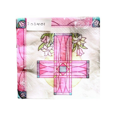Unique Party Lunch Napkins (Pack of 16) Pink/White (One Size)