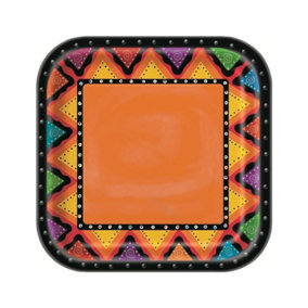 Unique Party Mexican Disposable Plates (Pack of 8) Orange/Yellow/Black (One Size)