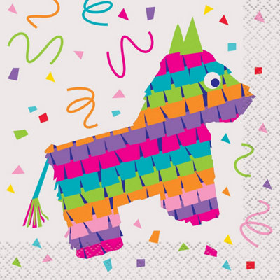 Unique Party Mexican Fiesta Disposable Napkins (Pack of 16) White/Green/Purple (One Size)
