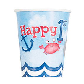 Unique Party Nautical 1st Birthday Cups (Pack Of 8) Multicoloured (One Size)