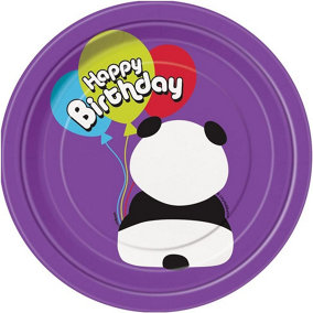 Unique Party Panda Birthday Dessert Plate (Pack of 8) Purple (One Size)