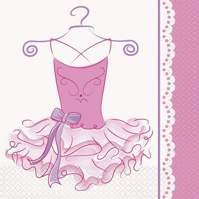 Unique Party Paper Ballerina Disposable Napkins (Pack of 16) White/Pink (One Size)