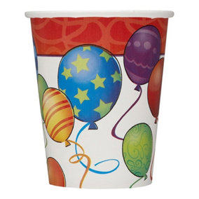 Unique Party Paper Balloons Birthday Party Cup (Pack of 8) Multicoloured (One Size)