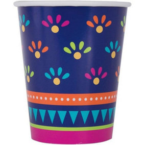 Unique Party Paper Boho Party Cup (Pack of 8) Navy/Orange/Pink (One Size)