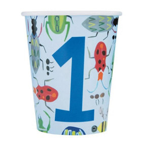 Unique Party Paper Bug 1st Birthday Party Cup (Pack of 8) Blue (One Size)