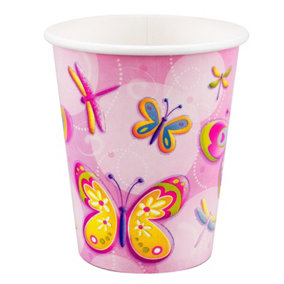 Unique Party Paper Butterfly & Dragonfly Party Cup (Pack of 8) Pink/Yellow/White (One Size)