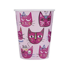 Unique Party Paper Cat Party Cup (Pack of 8) Pink (One Size)