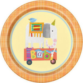 Unique Party Paper Circus Animal Baby Shower Party Plates (Pack of 8) Brown (One Size)