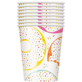 Unique Party Paper Donut Party Cup (Pack of 8) White/Multicoloured (One Size)