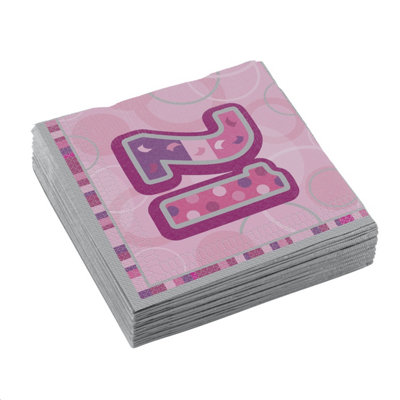 Unique Party Paper Glitz 21st Birthday Napkins (Pack of 16) Pink (One Size)