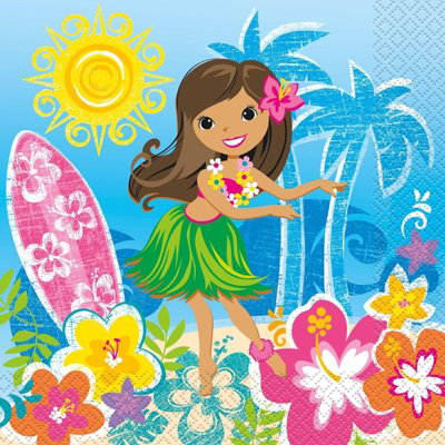 Unique Party Paper Hawaiian Napkins (Pack of 16) Multicoloured (One Size)