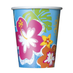 Unique Party Paper Hawaiian Party Cup (Pack of 8) Blue/Pink/Orange (One Size)