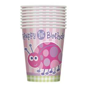 Unique Party Paper Ladybird 1st Birthday Party Cup (Pack of 8) Pink (One Size)