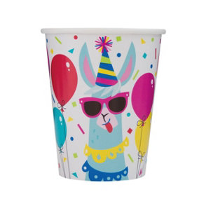Unique Party Paper Llama Party Cup (Pack of 8) White/Blue/Pink (One Size)