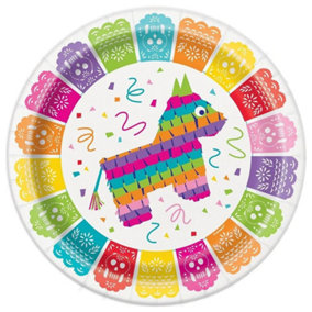 Unique Party Paper Mexican Party Plates (Pack of 8) Multicoloured (One Size)