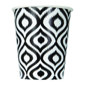 Unique Party Paper Moroccan Disposable Cup (Pack of 6) Black/White (One Size)