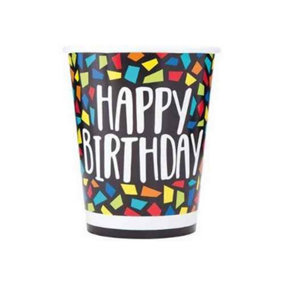 Unique Party Paper Mosaic Birthday Party Cup (Pack of 8) Multicoloured (One Size)
