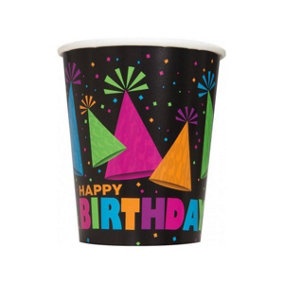 Unique Party Paper Neon Party Cup (Pack of 8) Multicoloured (One Size)