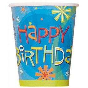 Unique Party Paper Stars Birthday Party Cup (Pack of 8) Stellar Blue/Green (One Size)