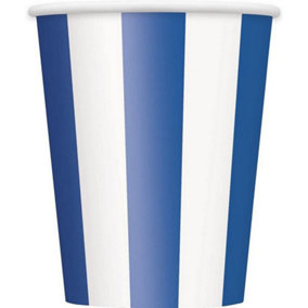 Unique Party Paper Striped Disposable Cup (Pack of 6) Blue/White (One Size)