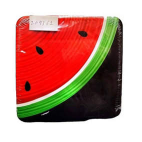 Unique Party Paper Watermelon Party Plates (Pack of 10) Red/Black/Green (One Size)