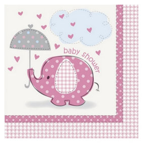 Unique Party Pink Lunch Napkins - Umbrellaphants Pink/White (One Size)