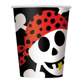 Unique Party Pirate Fun Party Cup (Pack of 8) Black/White/Red (One Size)