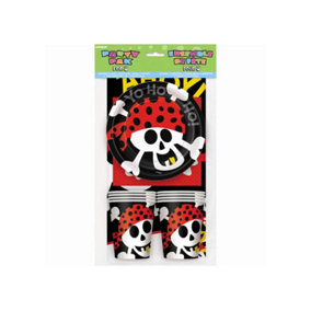 Unique Party Pirate Party Kit (Pack of 25) Black/Red/White (One Size)