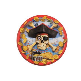 Unique Party Pirates Bounty Paper Disposable Plates (Pack of 8) Gold/Red/Blue (One Size)