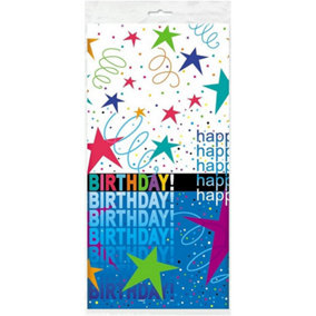 Unique Party Plastic Cosmic Birthday Tablecloth Multicoloured (One Size)